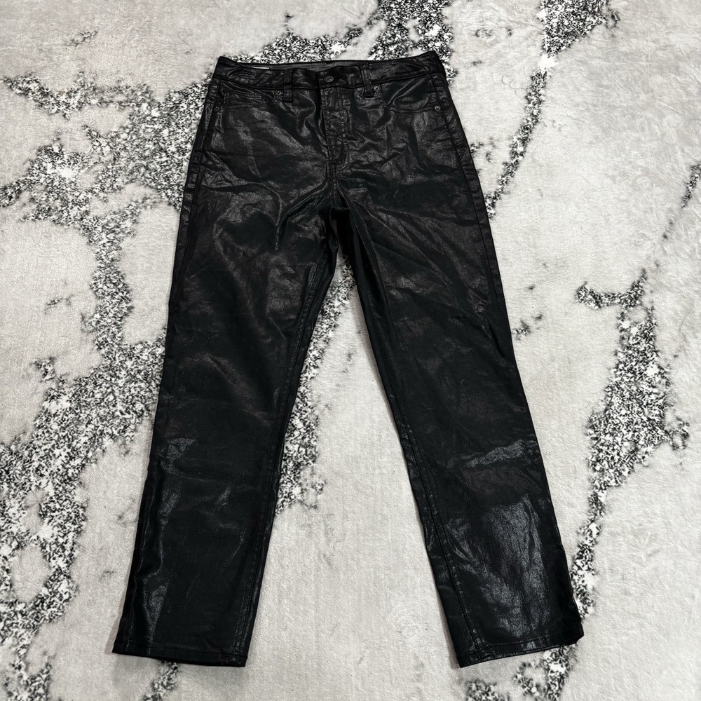 GAP Vintage Slim Sky High Women's 31/12R Black Coated Jeans Waxed Straight Leg